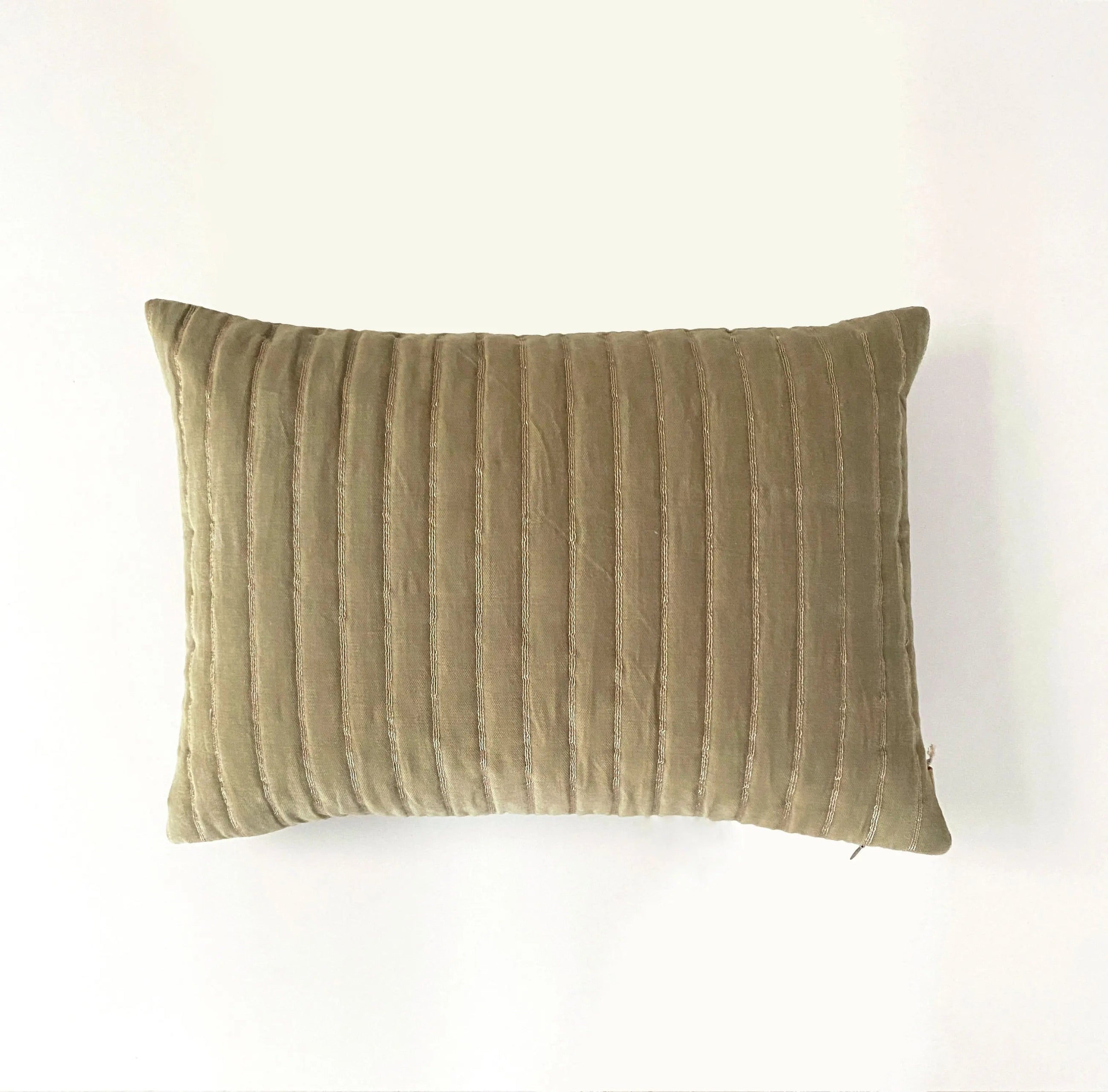 Eden Striped Sand Velvet Oblong Cushion Cover - Product Image 