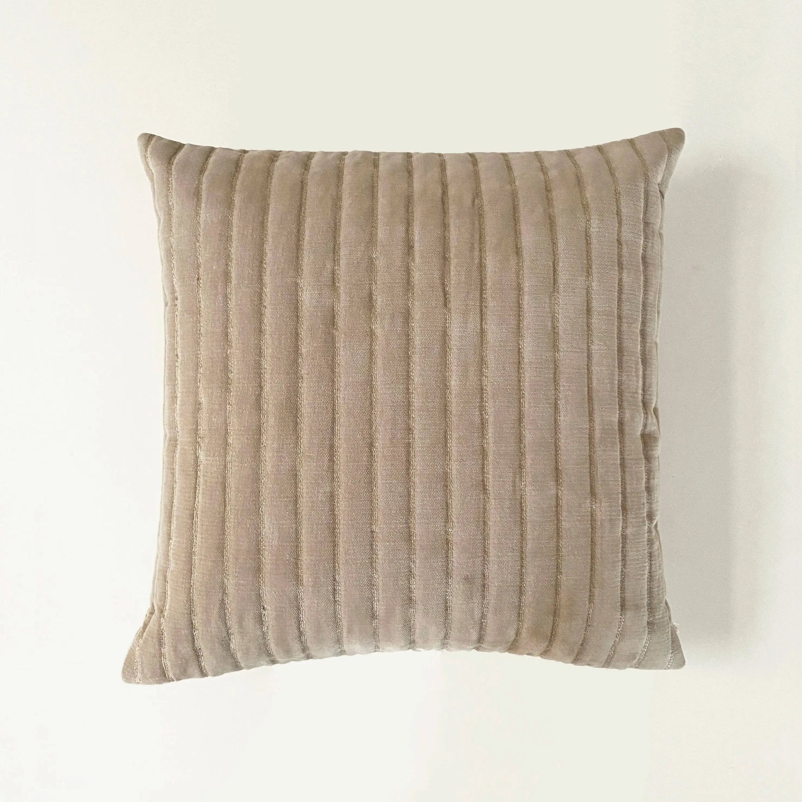 Eden Striped Oatmeal Velvet Cushion Cover - Product Image 