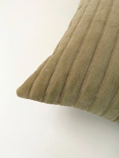 Eden Striped Sand Oblong Velvet Cushion Cover SanctuaryLiving