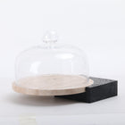 Marble-Cake And Dessert Stand With Lid - Black & Beige Large
