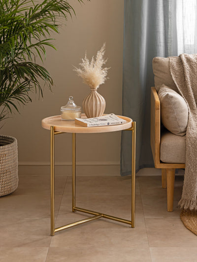 Tri metal Table - White Marble Top