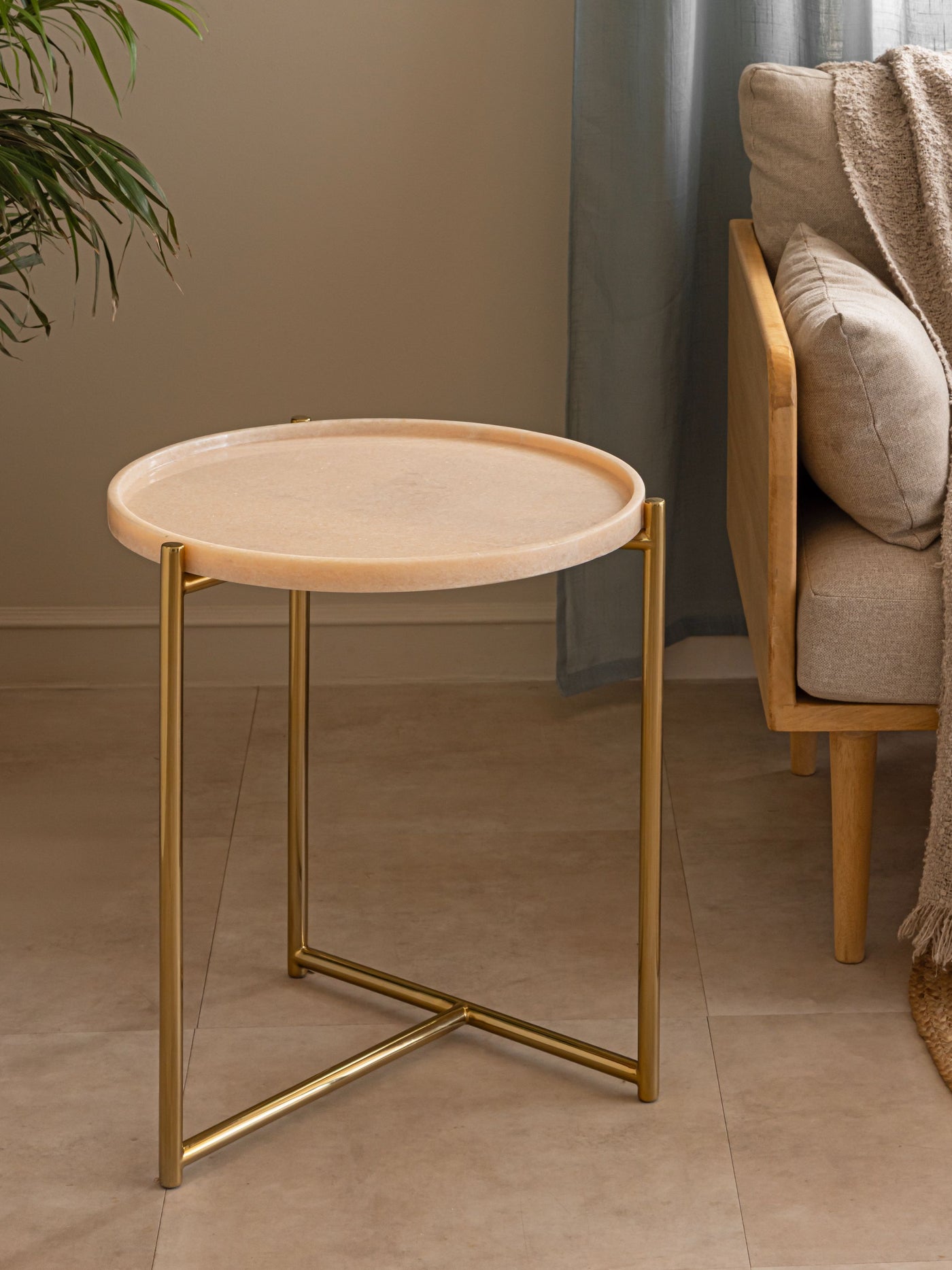 Tri metal Table - White Marble Top