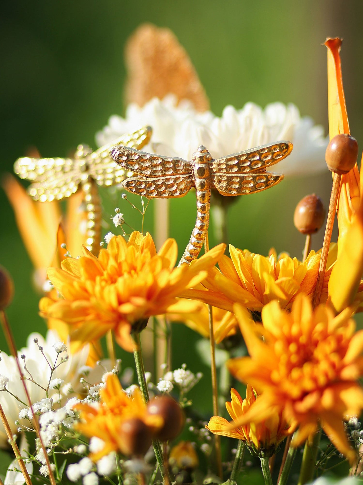 Golden Wings Metal Sticks | 2 Dragonfly + 2 Butterfly