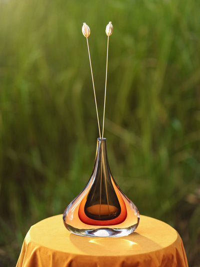 Amber Aura Glass Vase