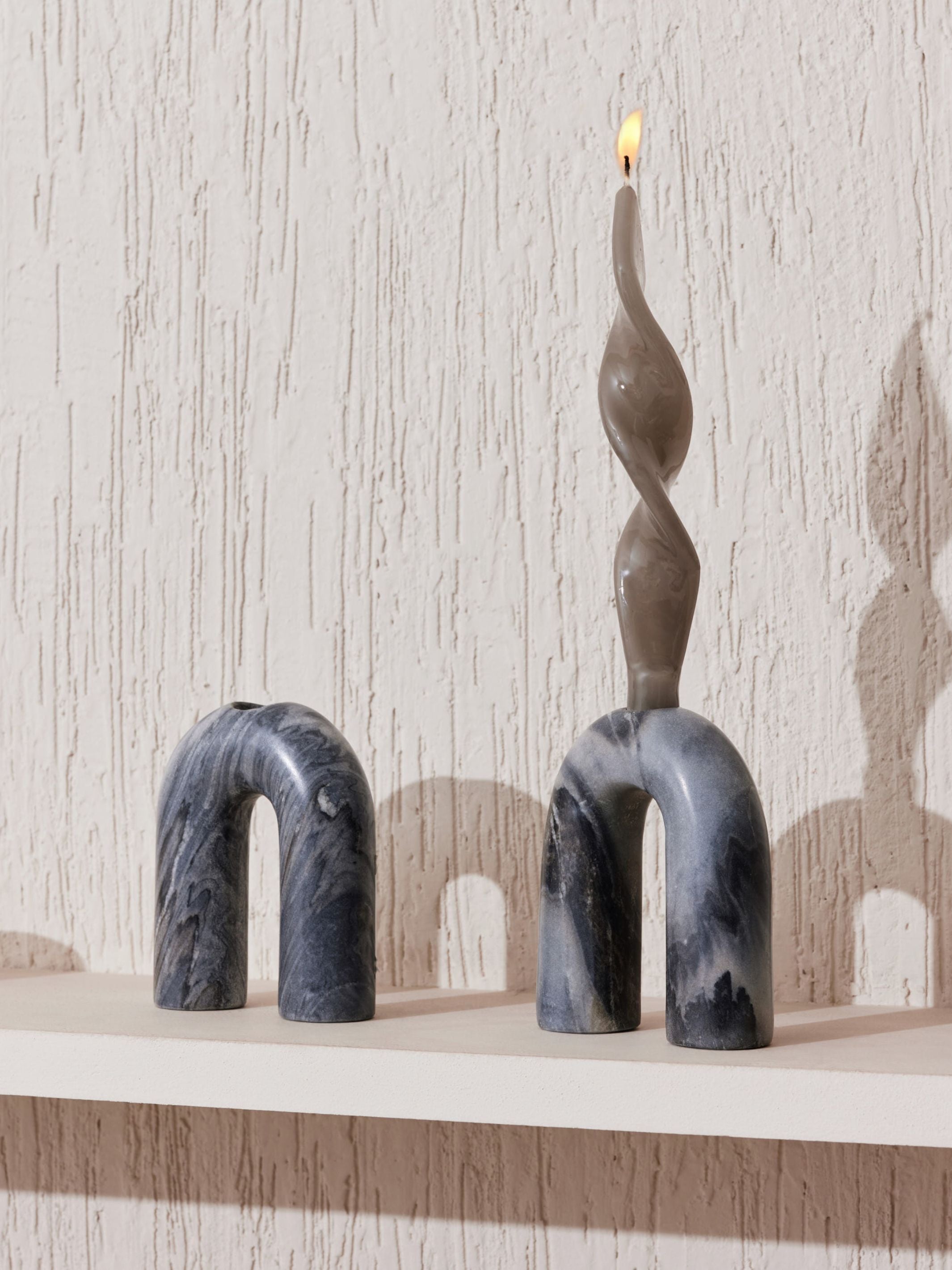Grey Taper Candle Holder