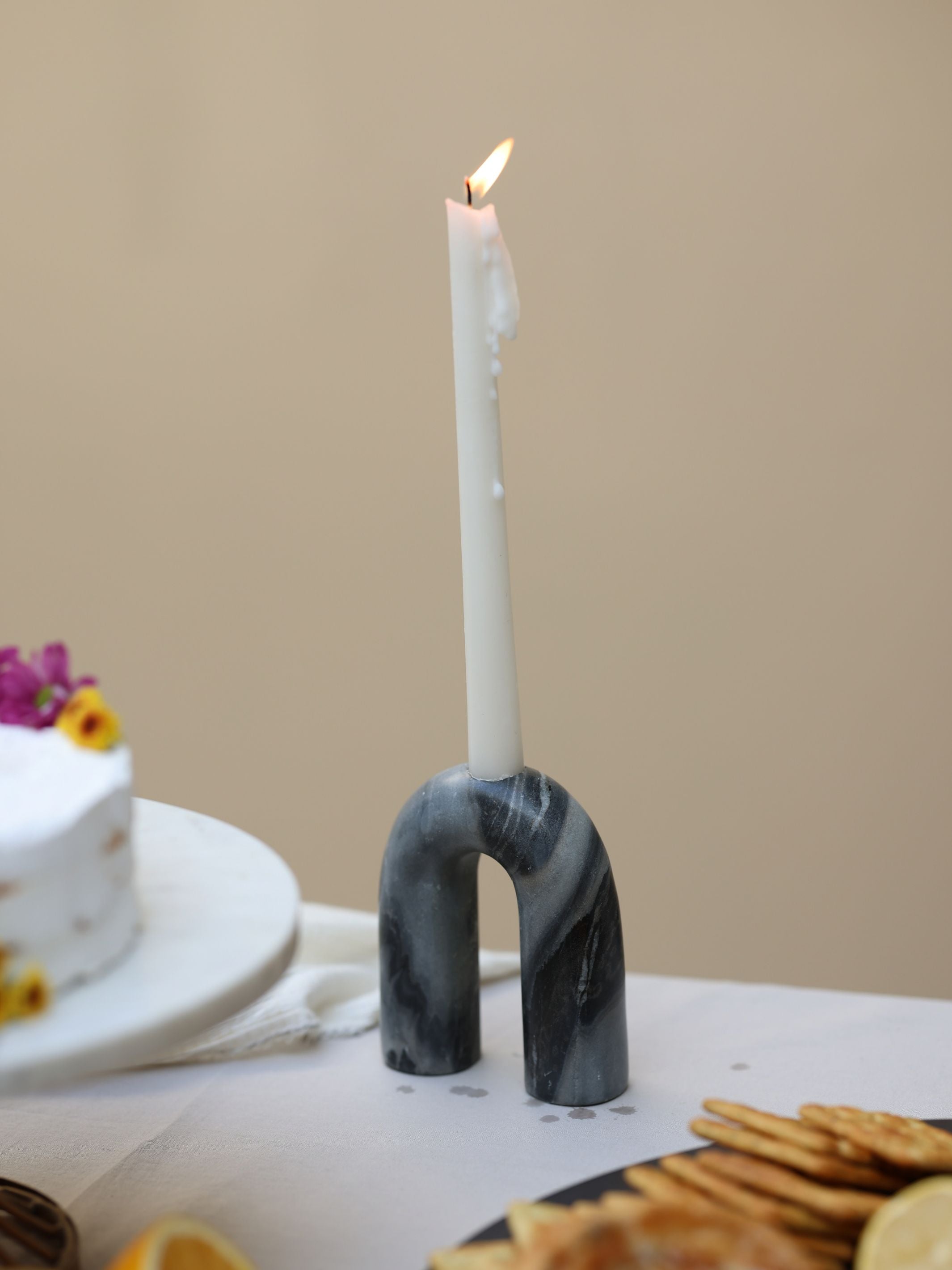Grey Taper Candle Holder
