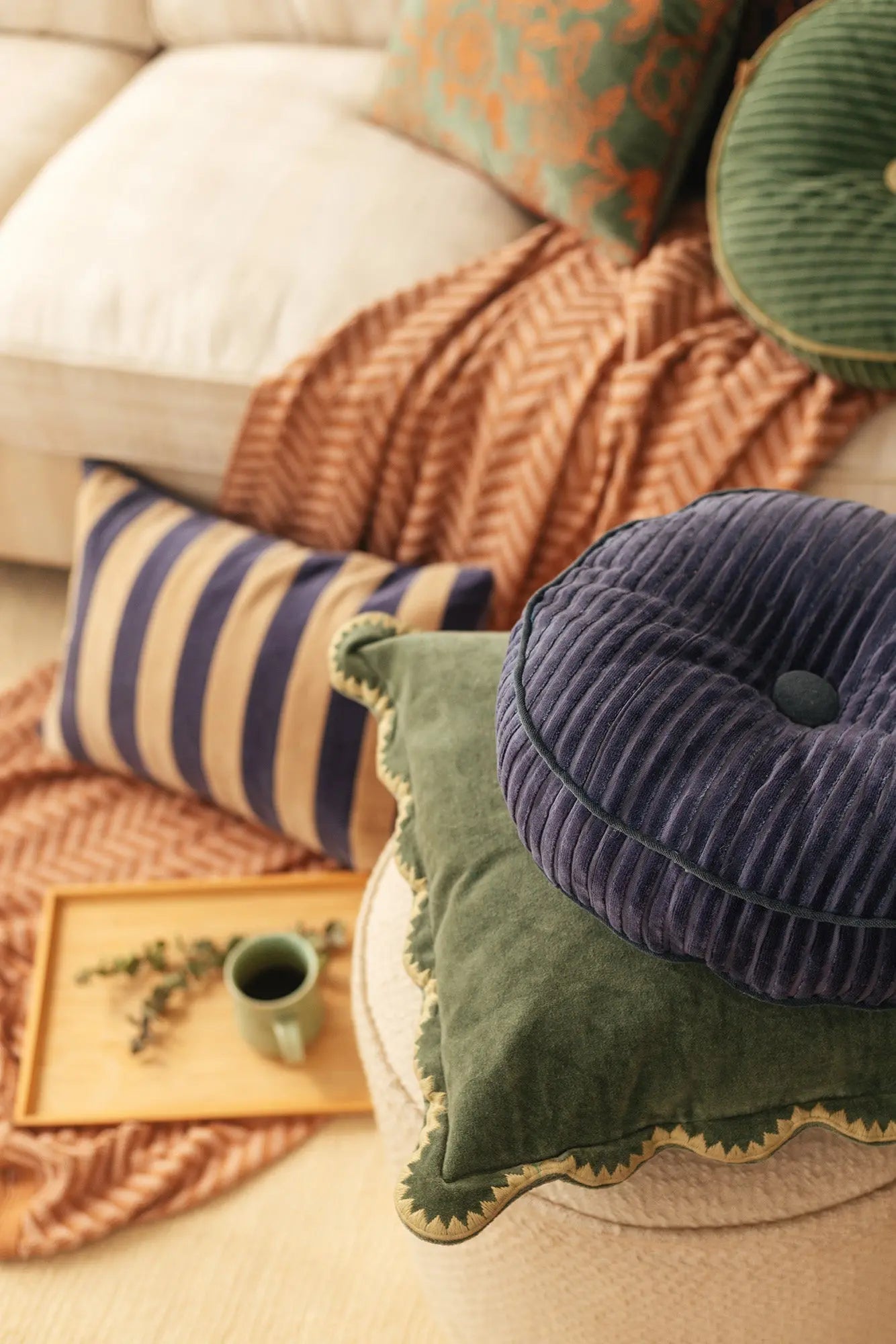 Mirage Scallop Eucalyptus Cushion Cover