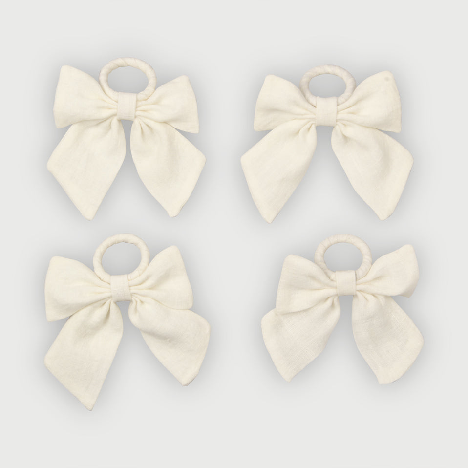 Ivory Linen Napkin Rings-Set of 4