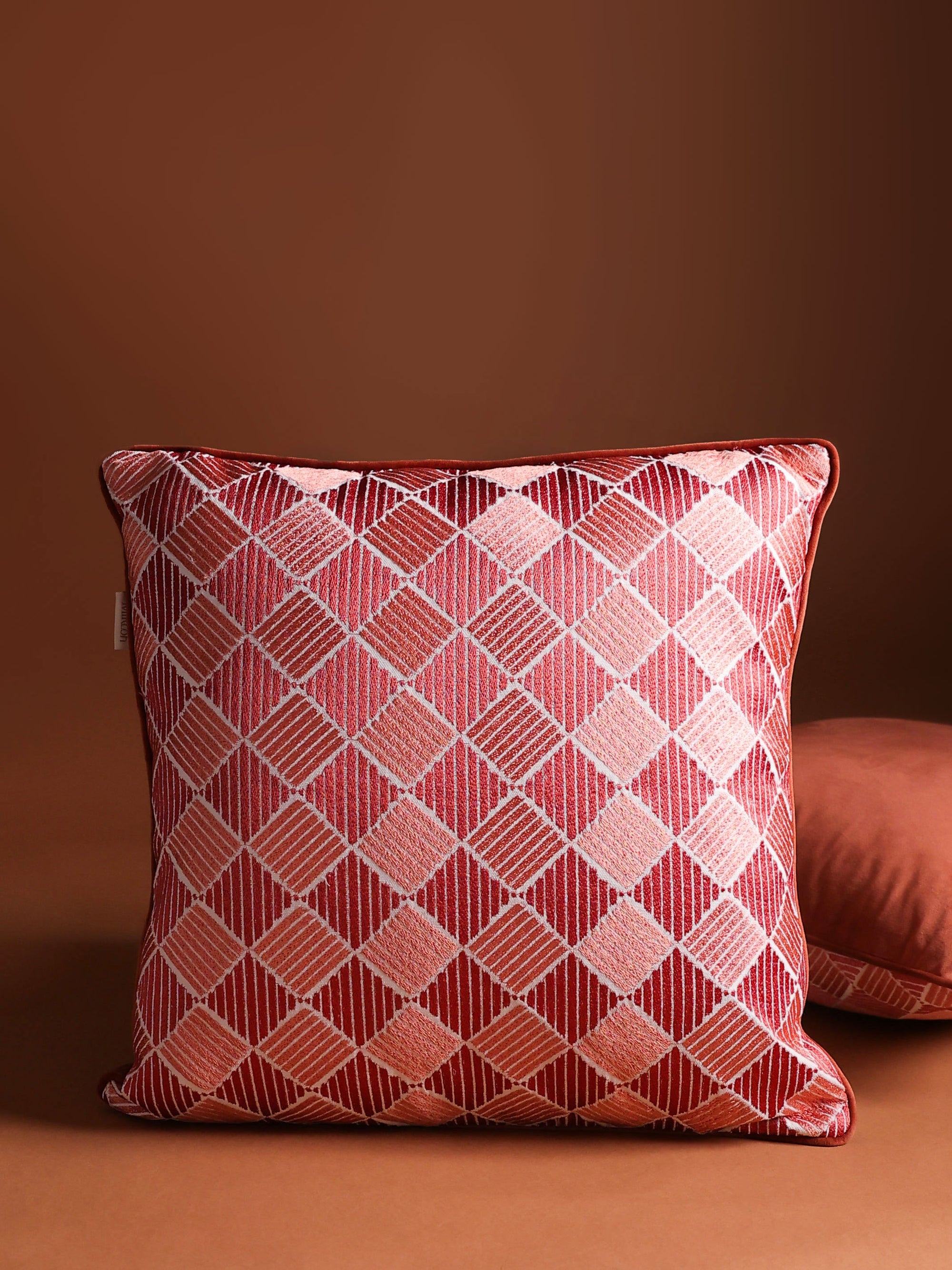 Kaudi Bagh Embroidered Cushion Cover - Rust