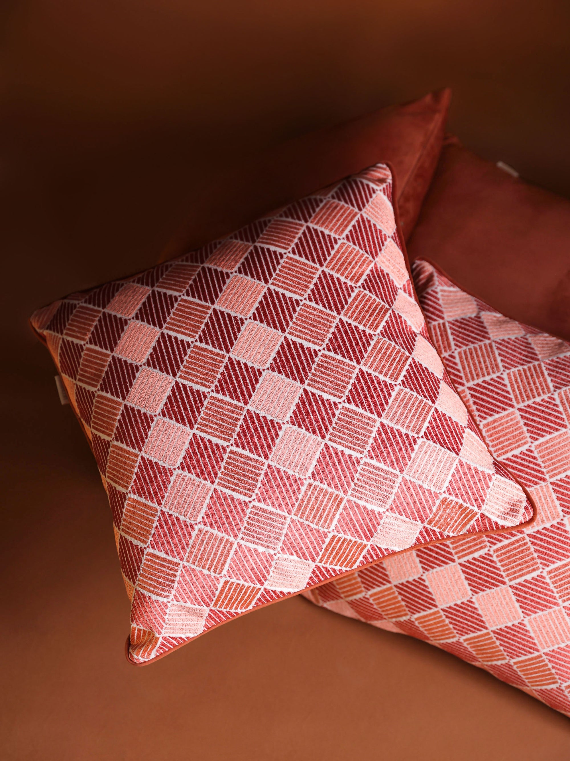 Kaudi Bagh Embroidered Cushion Cover - Rust