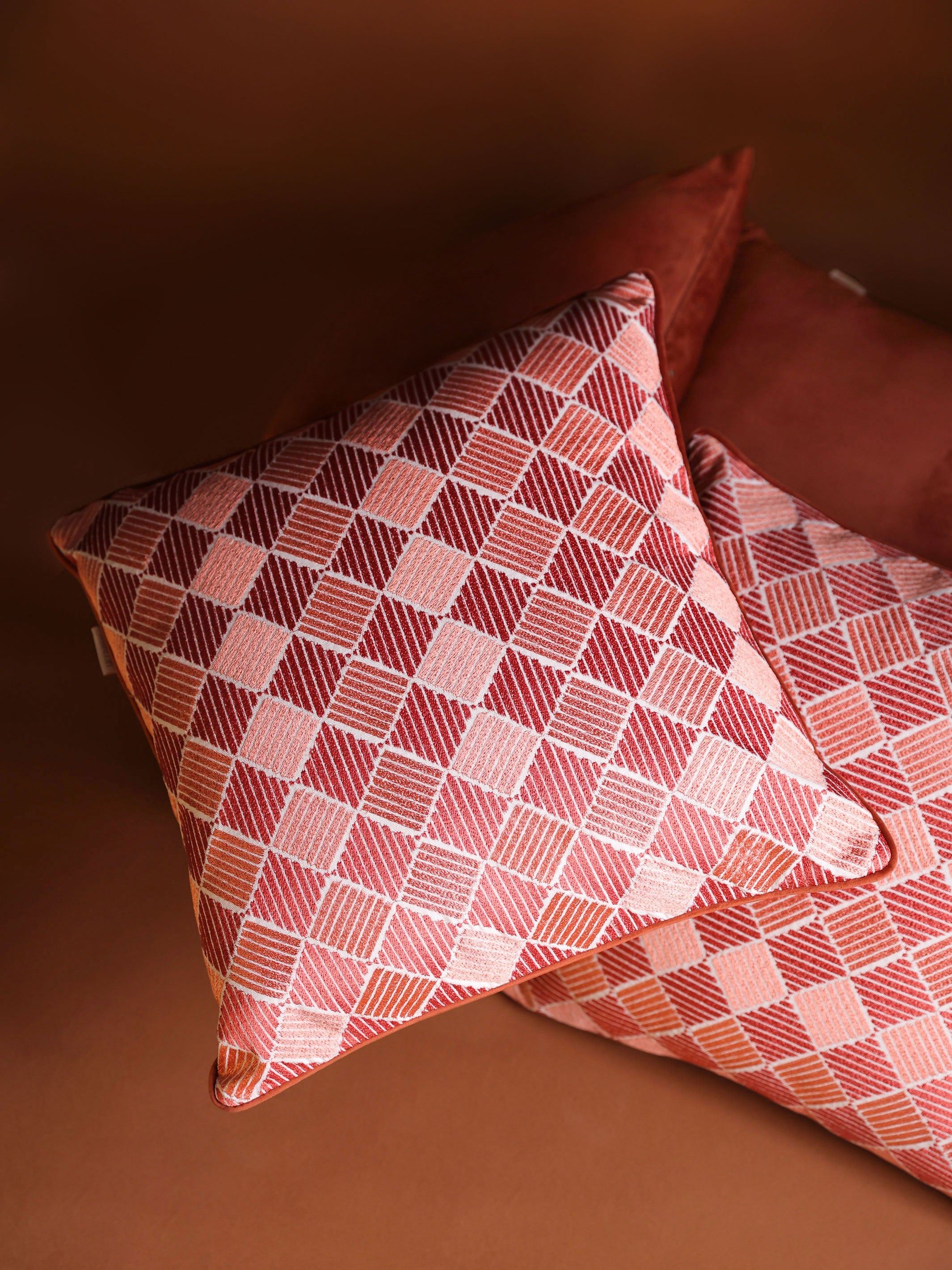 Kaudi Bagh Embroidered Cushion Cover - Rust - Product Image 