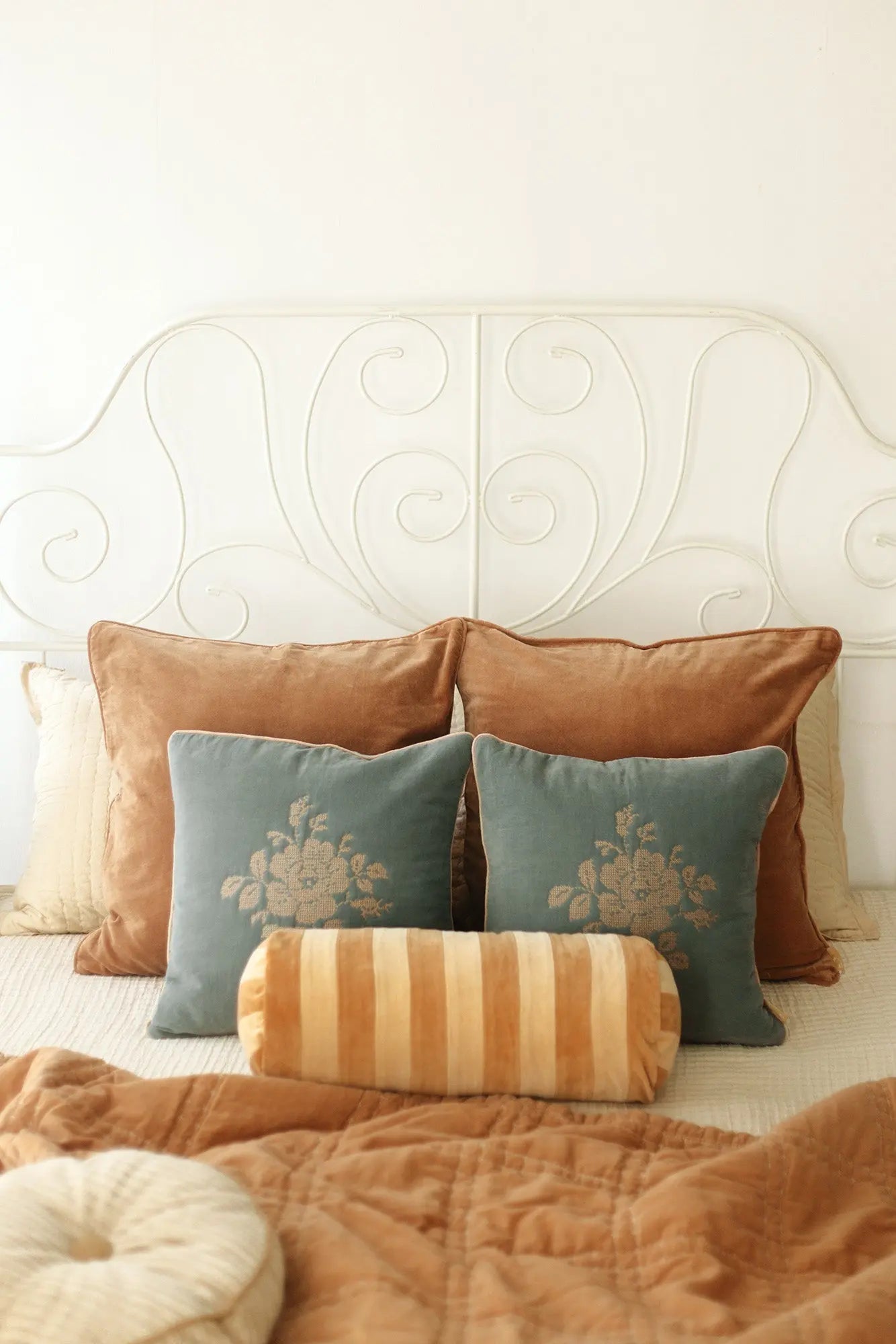 Holly Melon Striped Bolster Cover