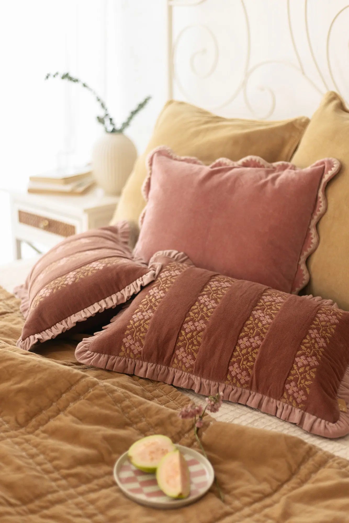 Mirage Scallop Rose Cushion Cover