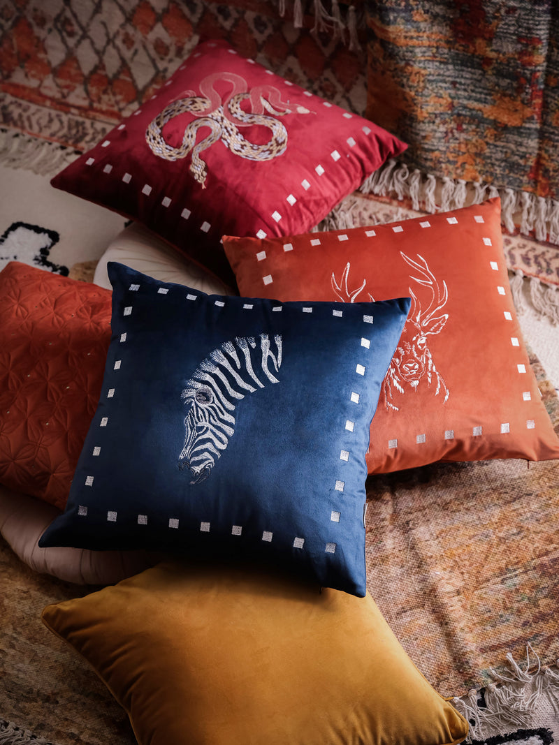 Zarika Sapphire Velvet Cushion