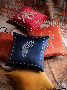 Zarika Sapphire Velvet Cushion