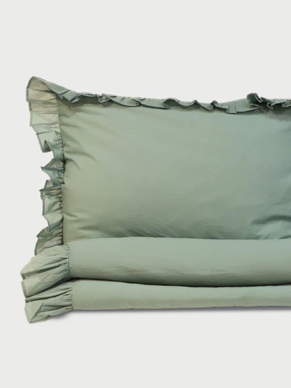 Ruffle Eucalyptus Duvet Cover