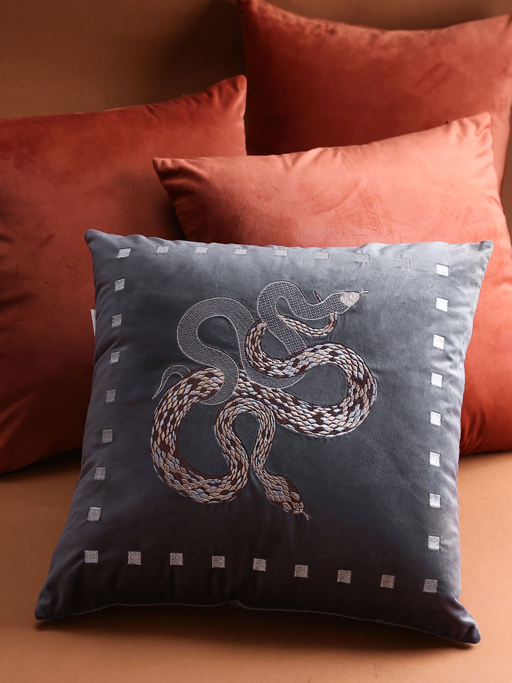 Vasuki Ash Velvet Cushion
