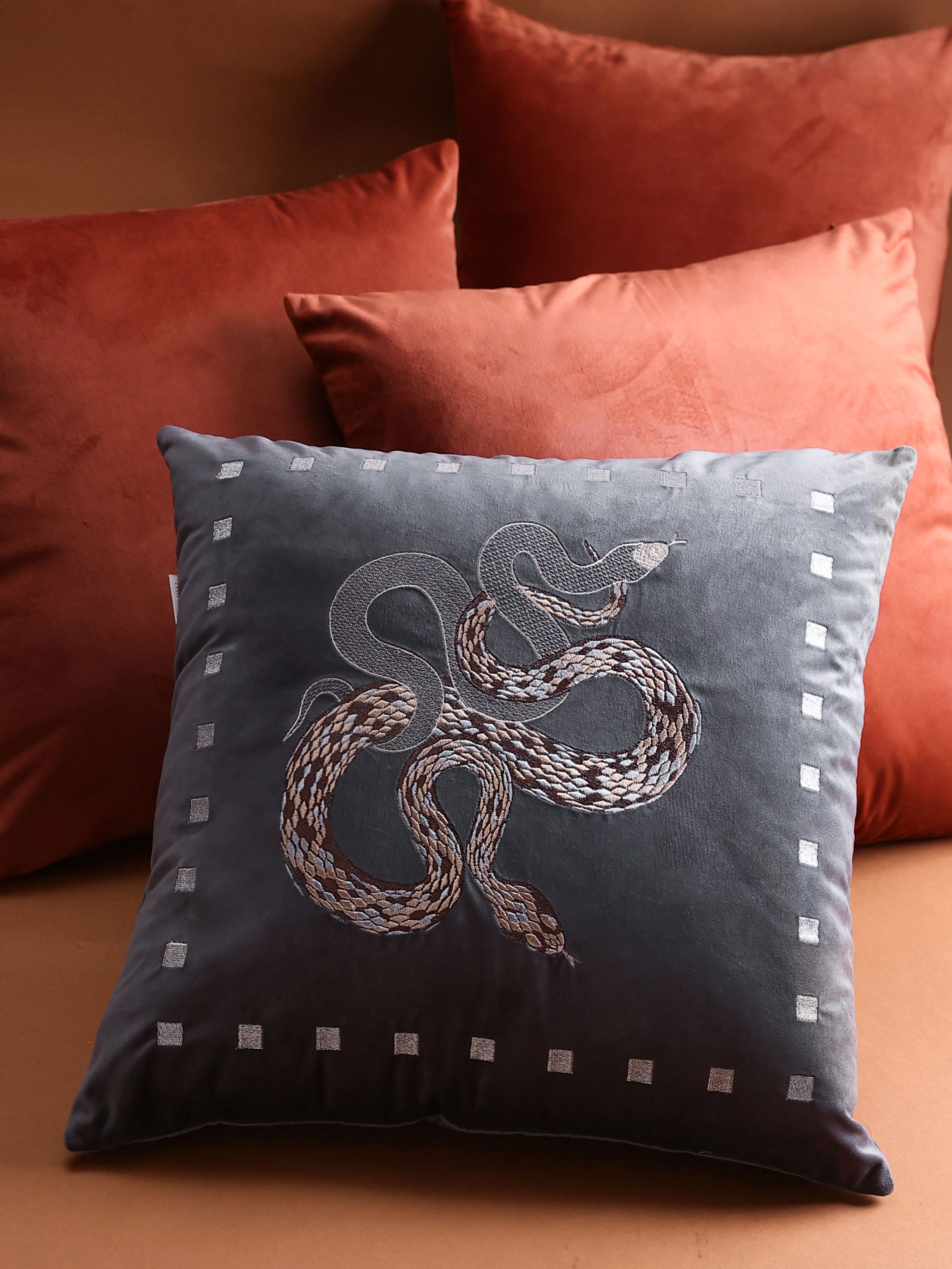 Vasuki Ash Velvet Cushion - Product Image 