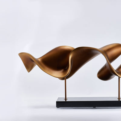 Golden Fluid Abstract Sculpture