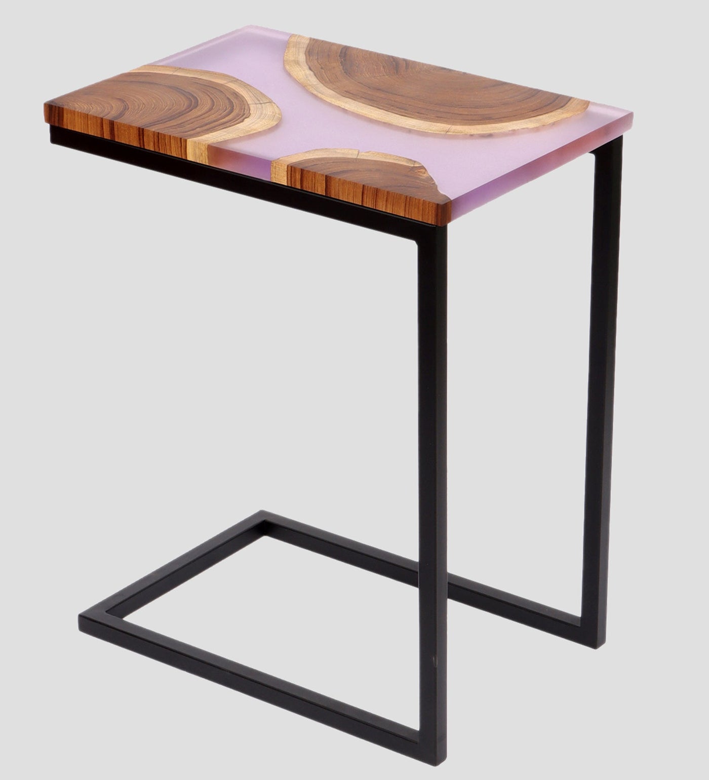 Premium Side Table – Teak Wood with Purple Resin Finish