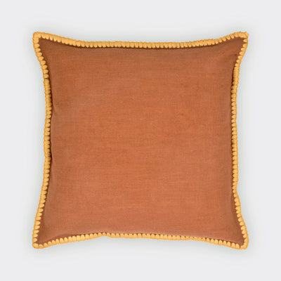 Sofia Terracotta Embroidered Cotton Cushion Cover