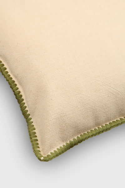 Sofia Forest Green Embroidered Cotton Cushion Cover