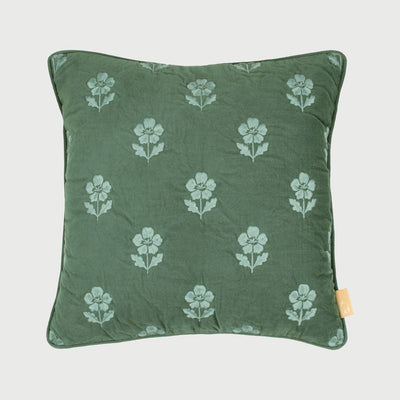 Lucia Eucalyptus Embroidered Velvet Cushion Cover