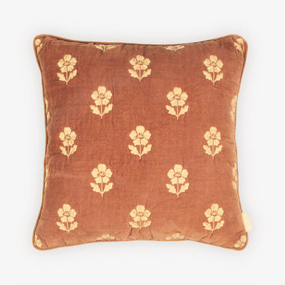 Lucia Terracotta Embroidered Velvet Cushion Cover