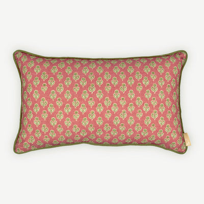 Viola Carmine Cotton Oblong Cushion Cover