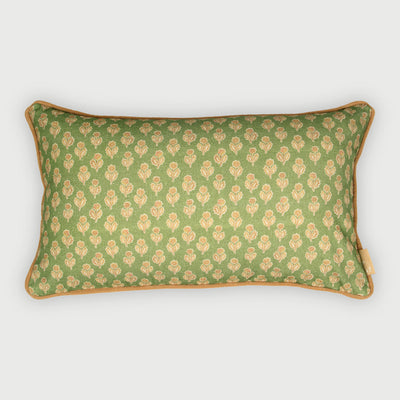 Viola Forest Green Cotton Oblong Cushion Cover