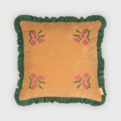 Sienna Amber Embroidered Velvet Cushion Cover