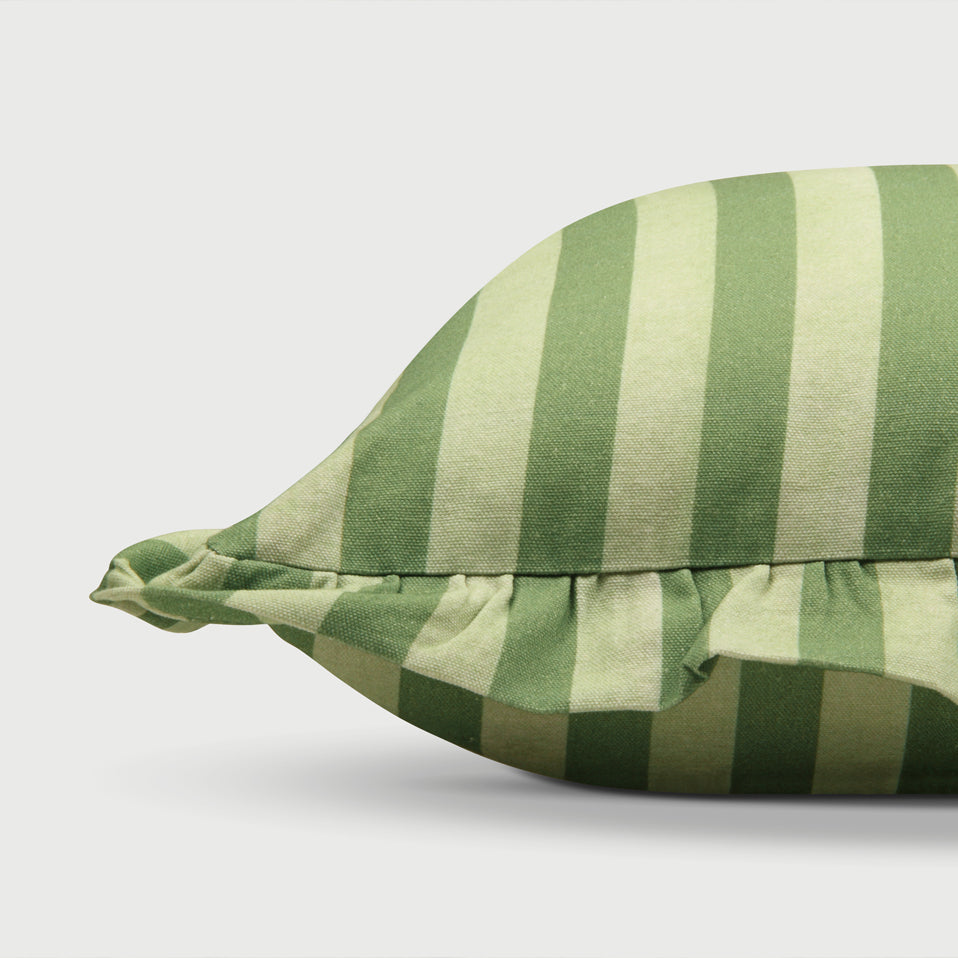 Linea Ruffle Forest Green Cotton Cushion Cover