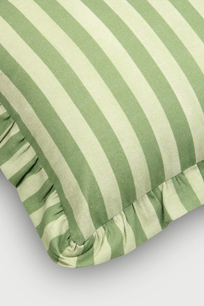 Linea Ruffle Forest Green Cotton Cushion Cover