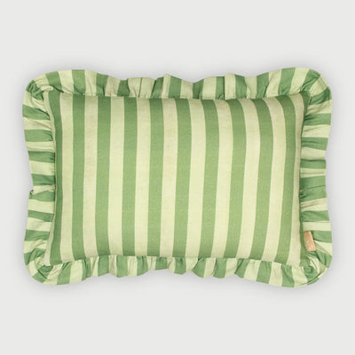 Linea Ruffle Forest Green Cotton Oblong Cushion Cover