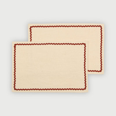 Clara Carmine Cotton Table Mats-Set of 2