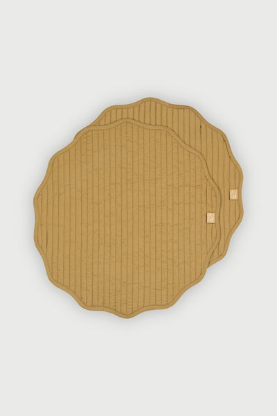 Viola Scallop Forest Green Quilted Round Table Mats-Set of 2