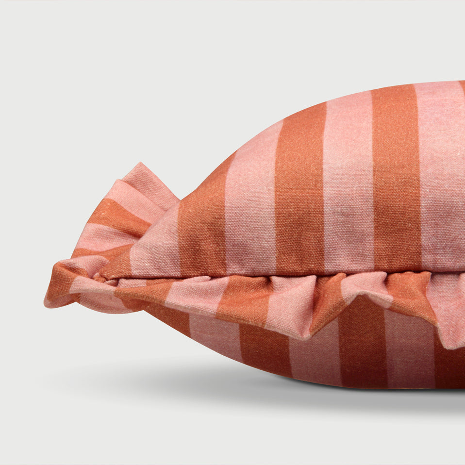 Linea Ruffle Dusty Rose Cotton Oblong Cushion Cover