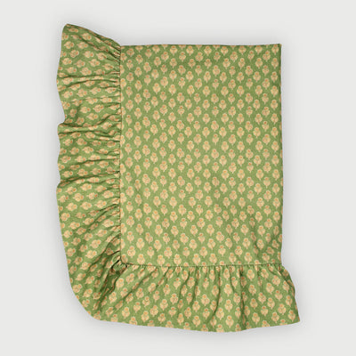 Viola Ruffle Forest Green Cotton Table Cover