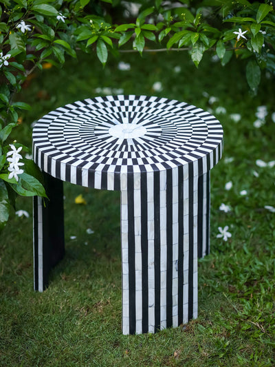 Handmade Inlay Side Table- Waterfall