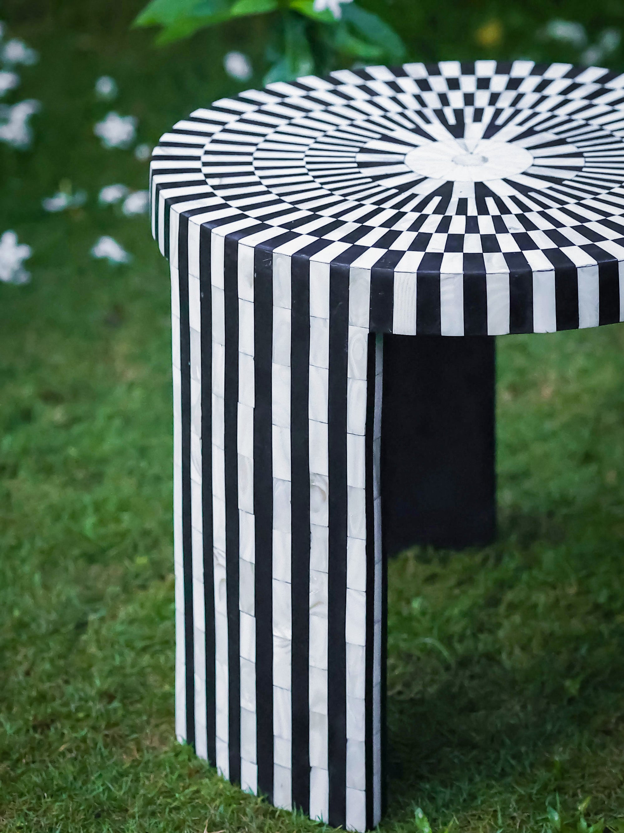 Handmade Inlay Side Table- Waterfall