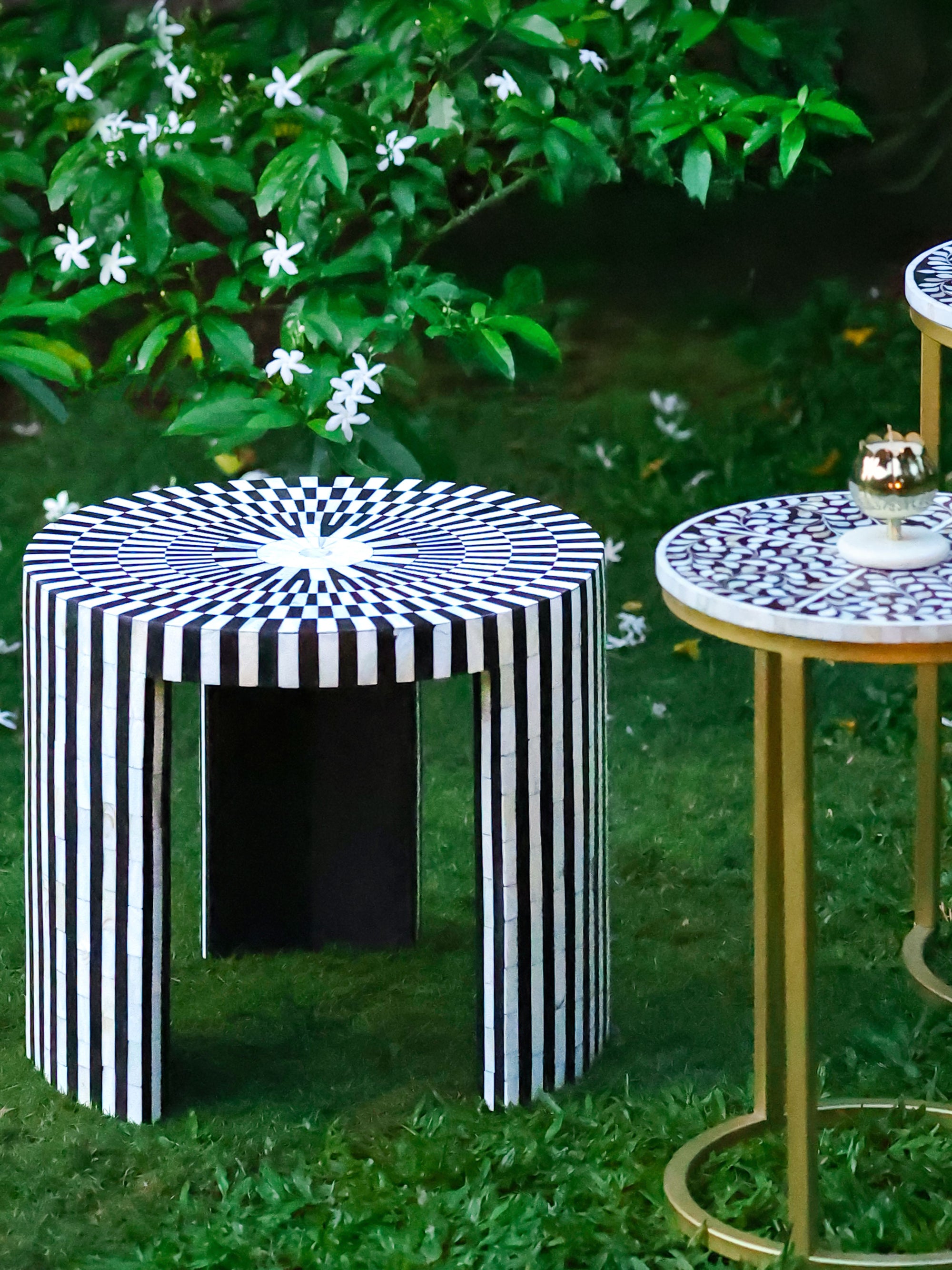 Handmade Inlay Side Table - Waterfall