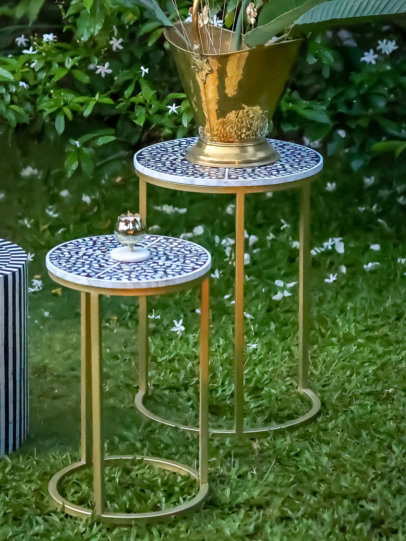 Handcrafted Inlay Nesting Table Set of 2-  Cleo