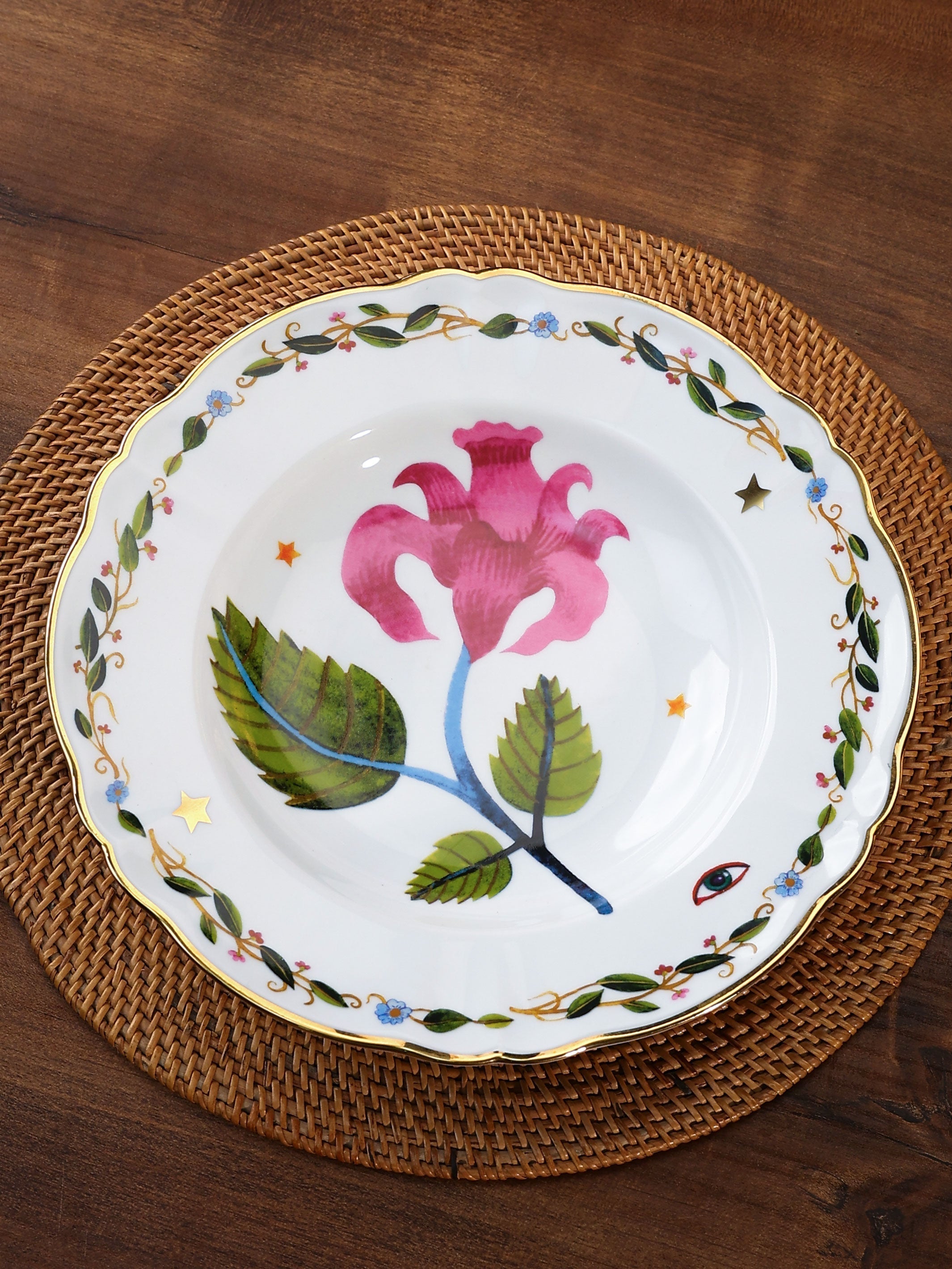 Pink Flower Deep Plate
