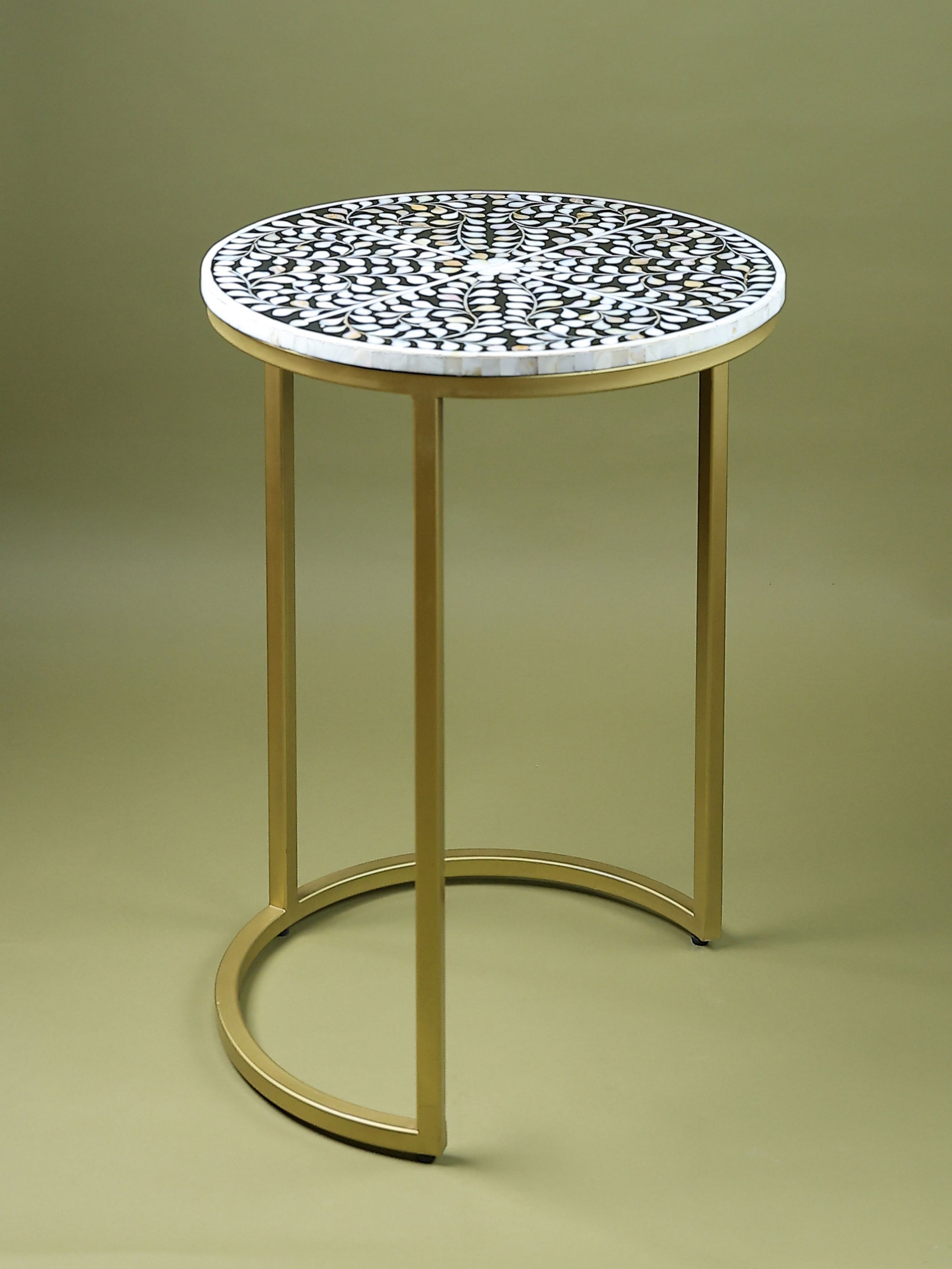 Handcrafted Inlay Nesting Table Set of 2-  Cleo