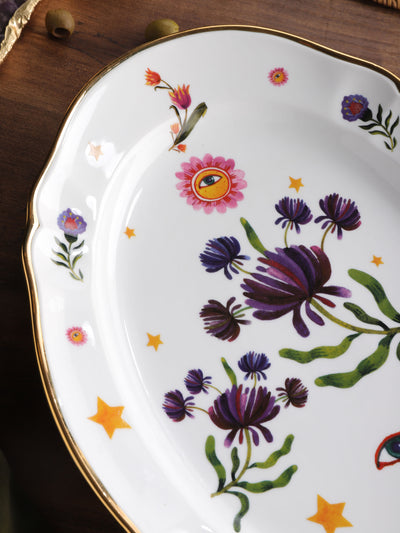 Floral Decal Oval Platter