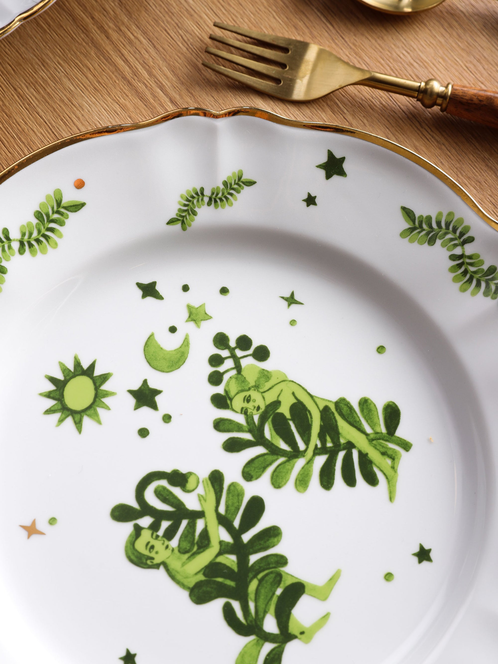 Floral Decal Verde Dinner Plate