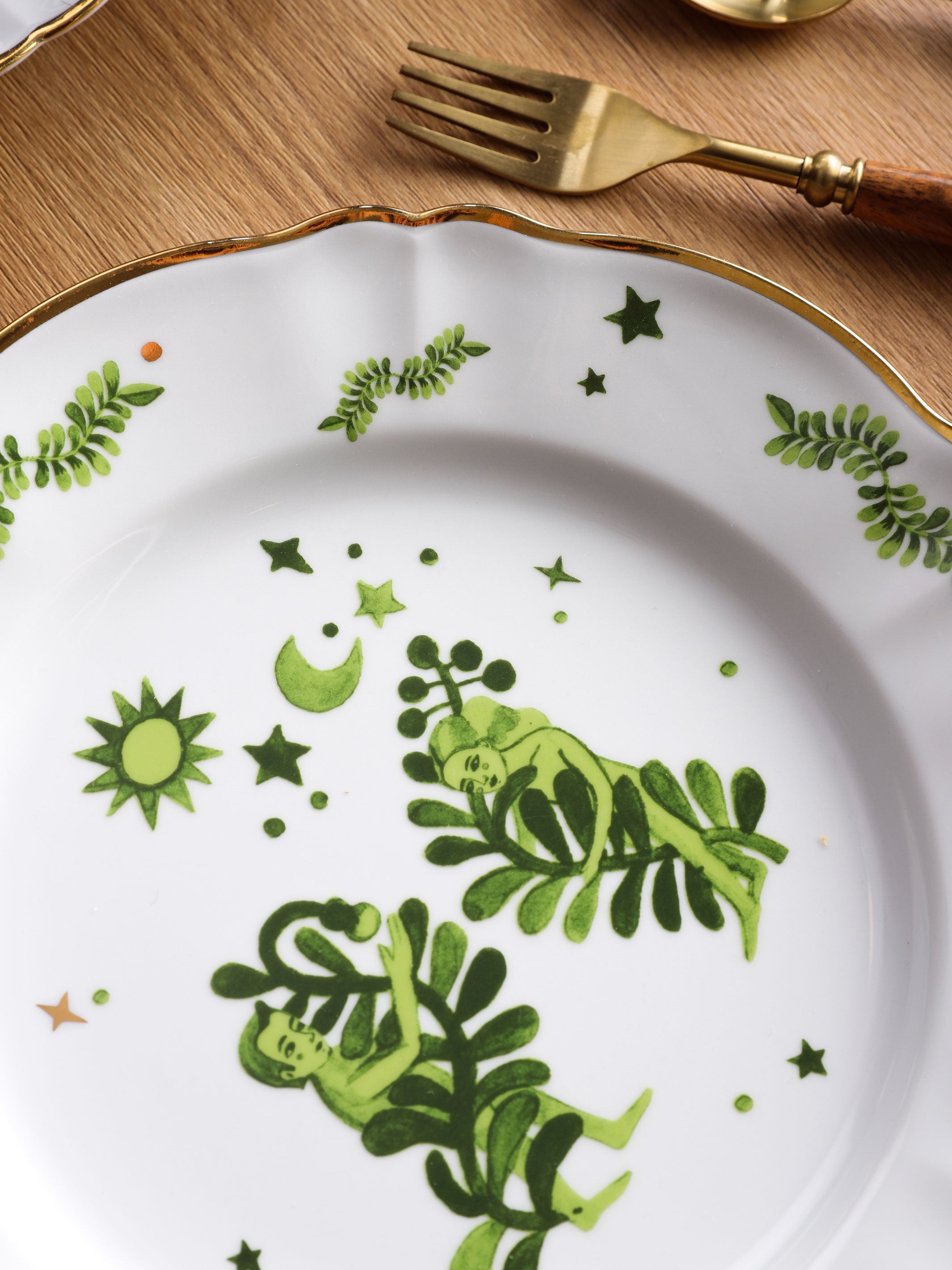 Floral Decal Verde Dinner Plate