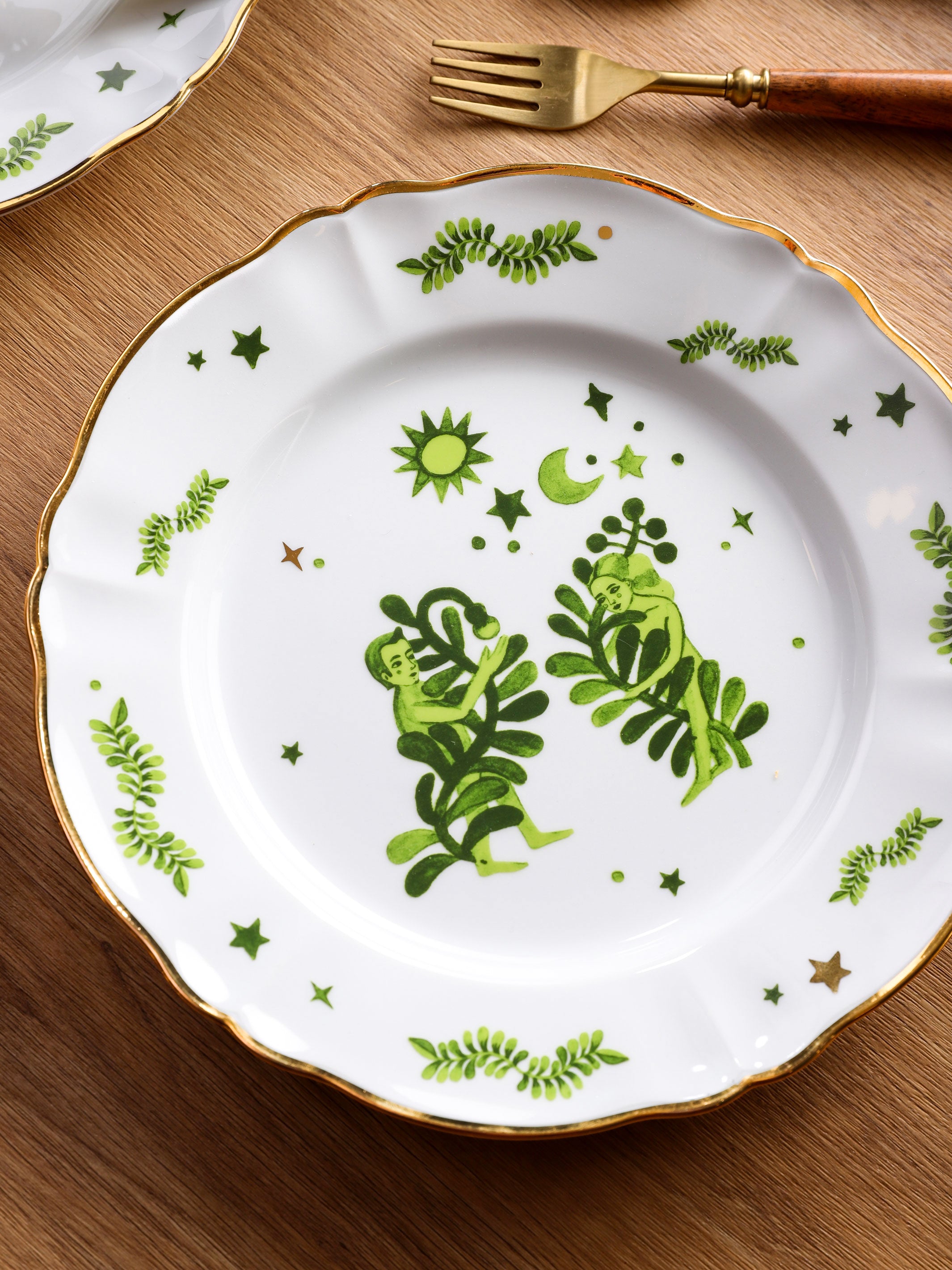 Floral Decal Verde Dinner Plate