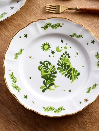 Floral Decal Verde Dinner Plate