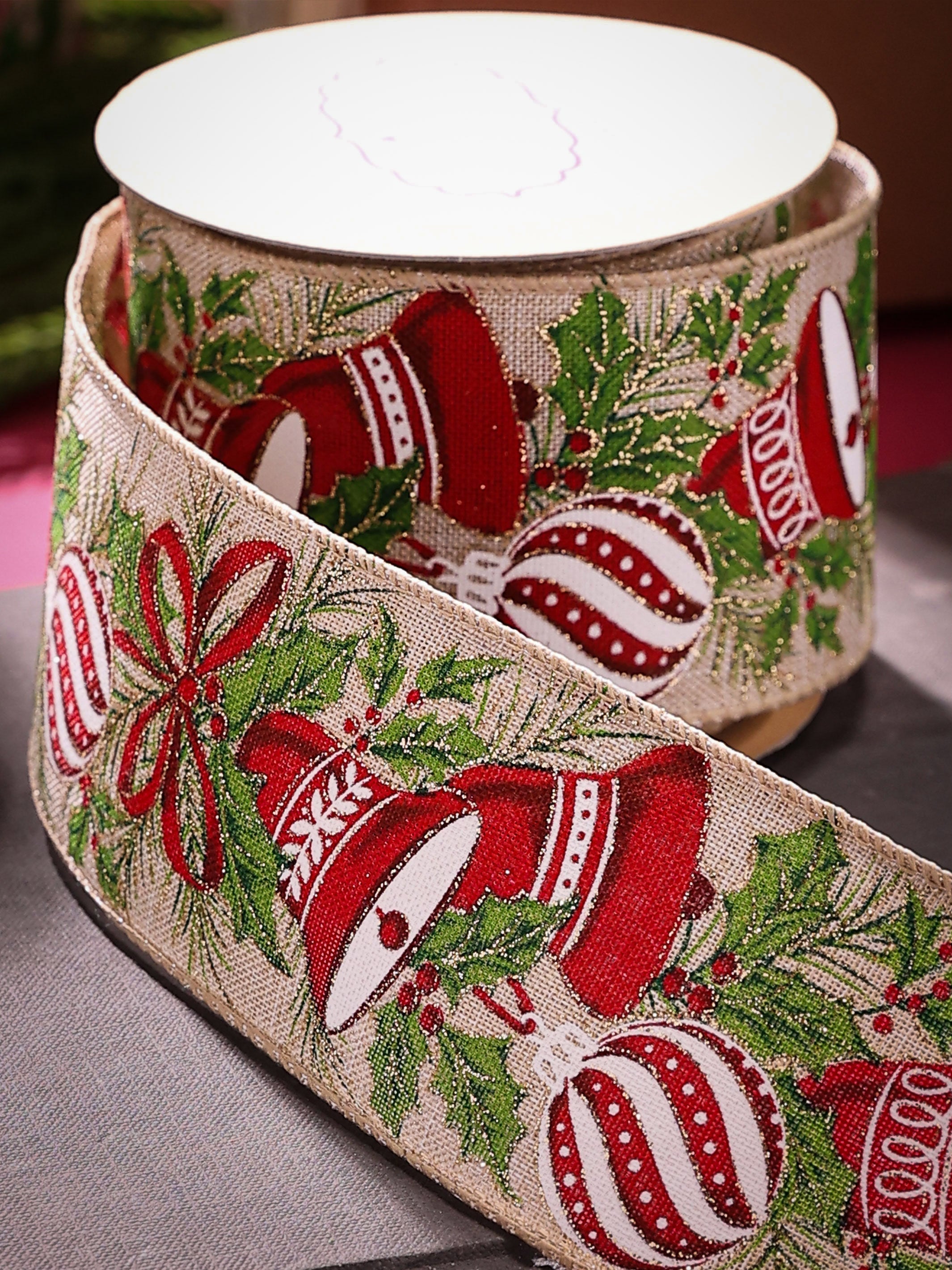 Jingle Bell & Bauble Christmas Ribbon